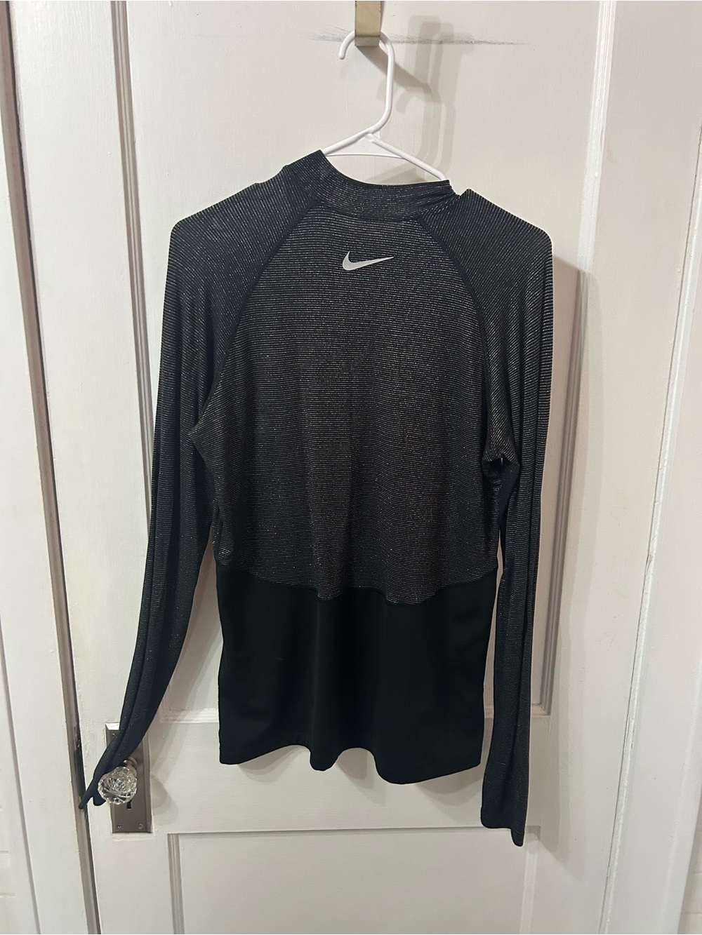 Nike Black Sparkle-Trim Long Sleeve Top